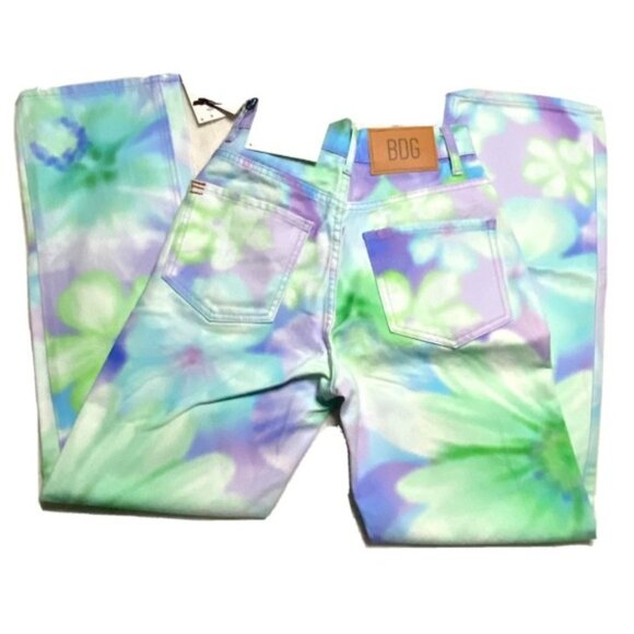 BDG Womens 24” High-Waisted Floral Print Wide-Leg Jeans Pastel - Picture 9 of 16